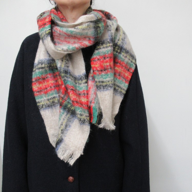 QUIOC フランス製タータンチェックマフラー /IV10